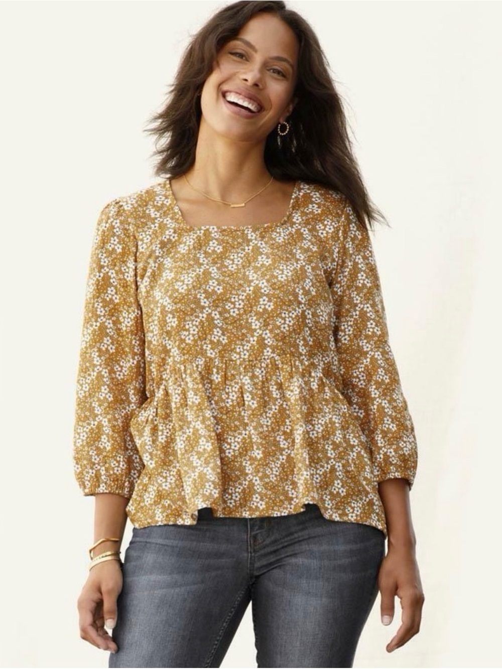 Matilda Jane Mustard Daisy Peplum Blouse